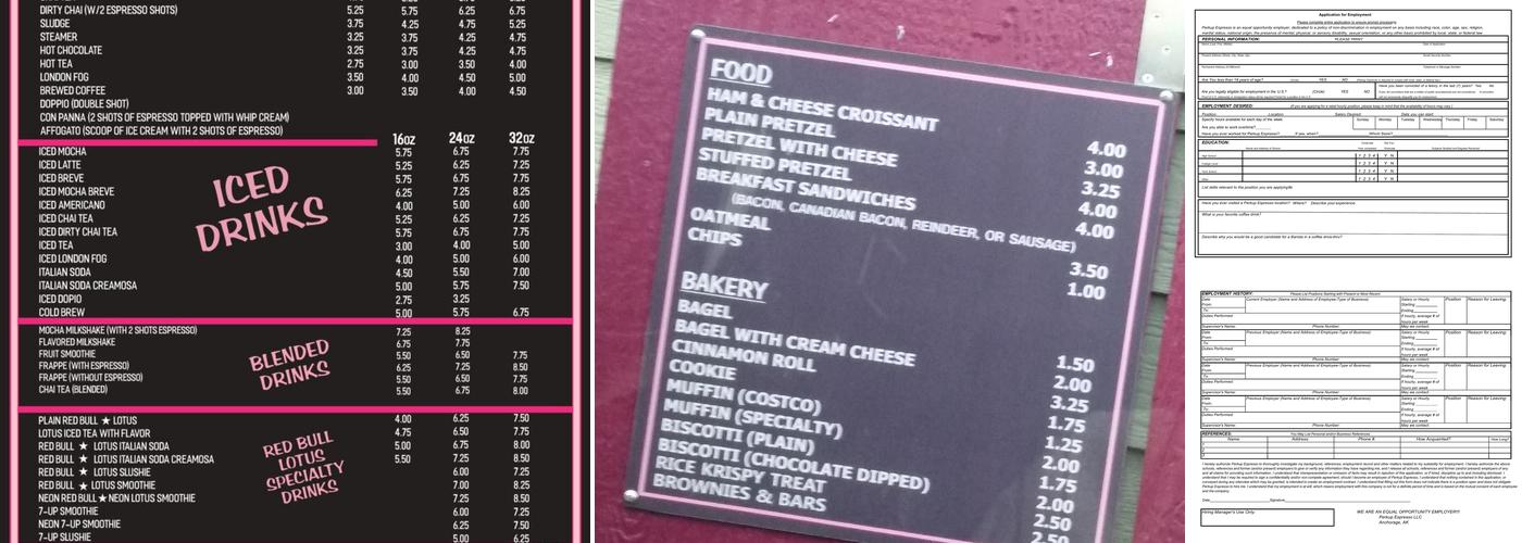 Perkup Espresso Menu