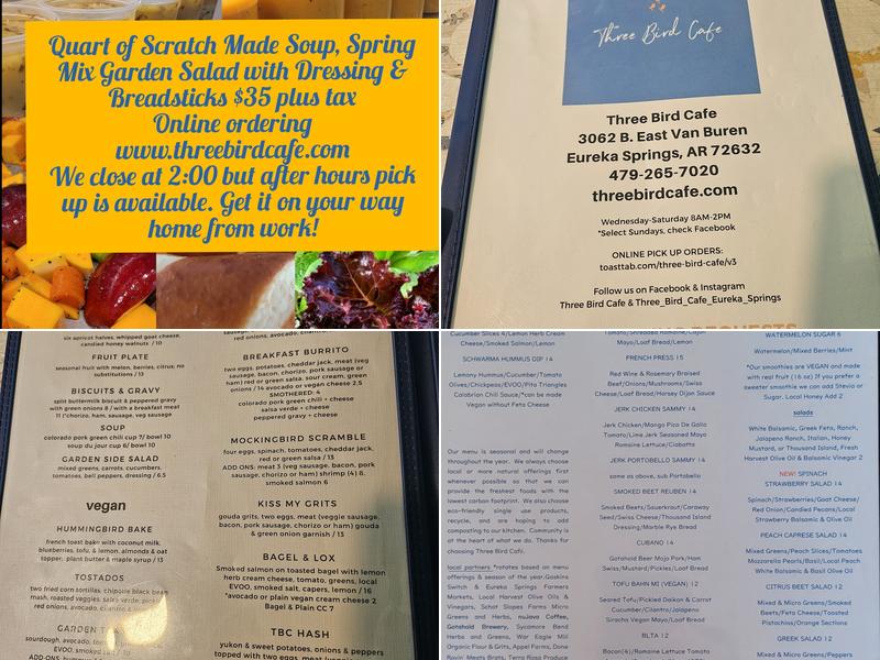 Three Bird Cafe Menu