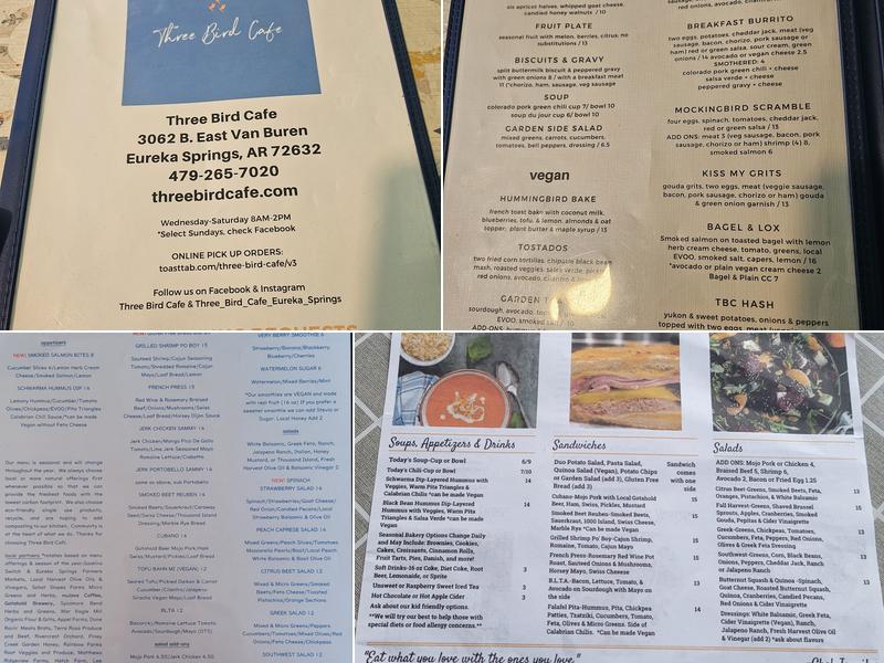Three Bird Cafe Menu