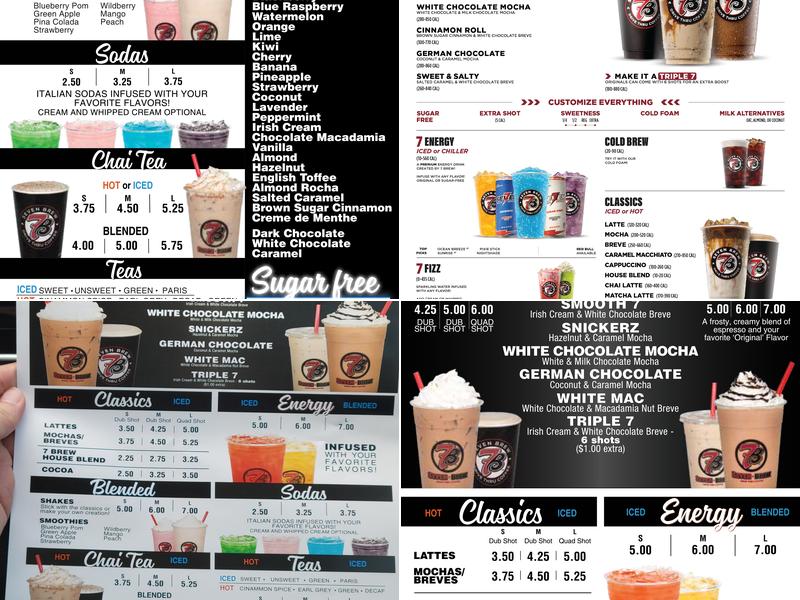7 Brew Coffee Menu