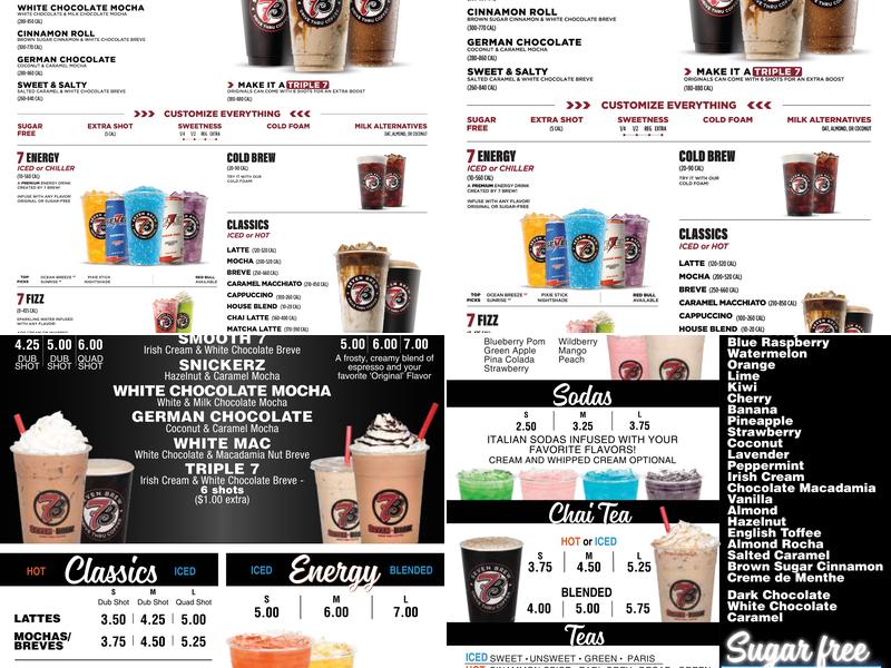 7 Brew Coffee Menu