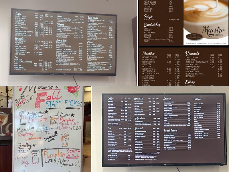 Maestro Coffee Shop Menu