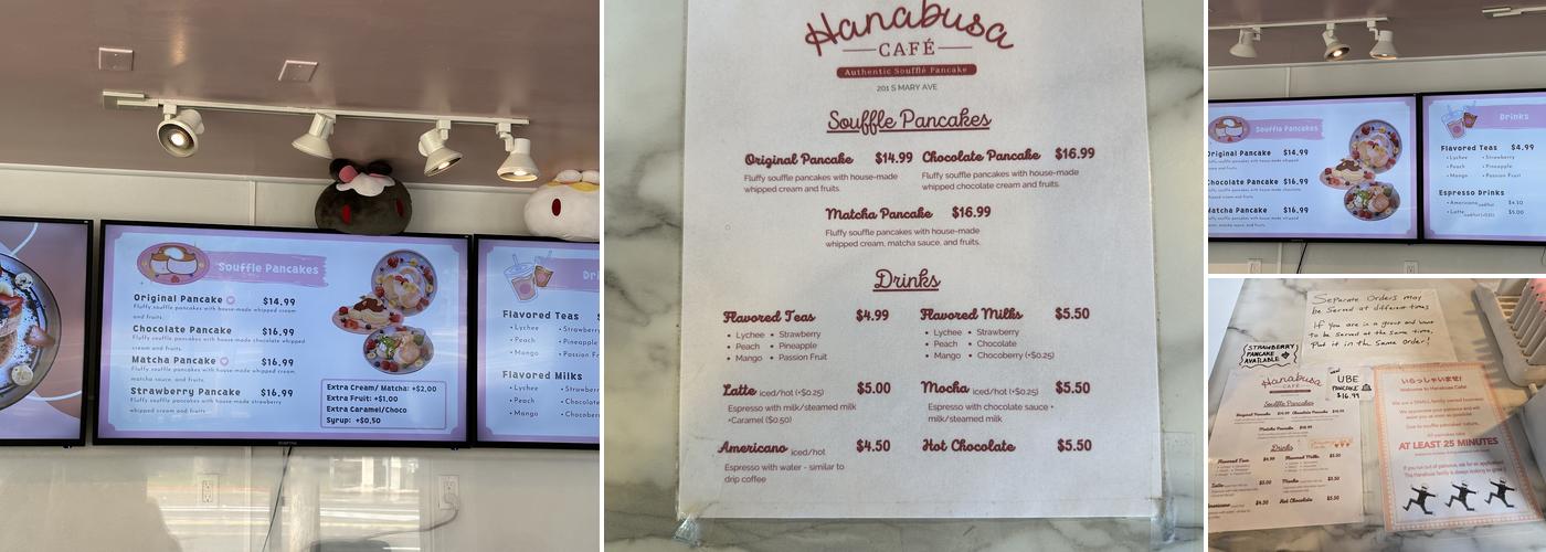 Hanabusa Cafe Menu