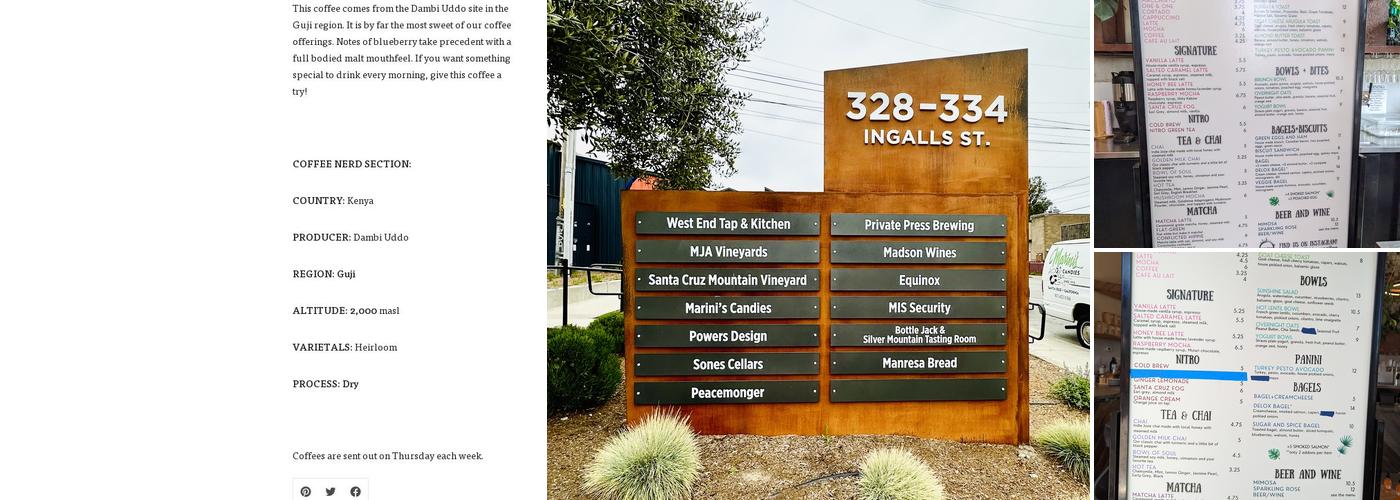 11th Hour Coffee Westside Menu