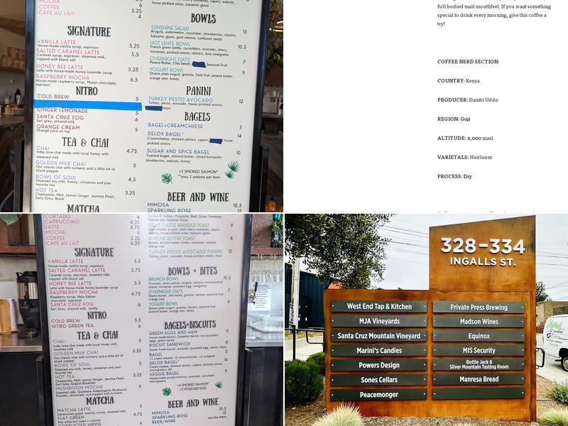 11th Hour Coffee Westside Menu