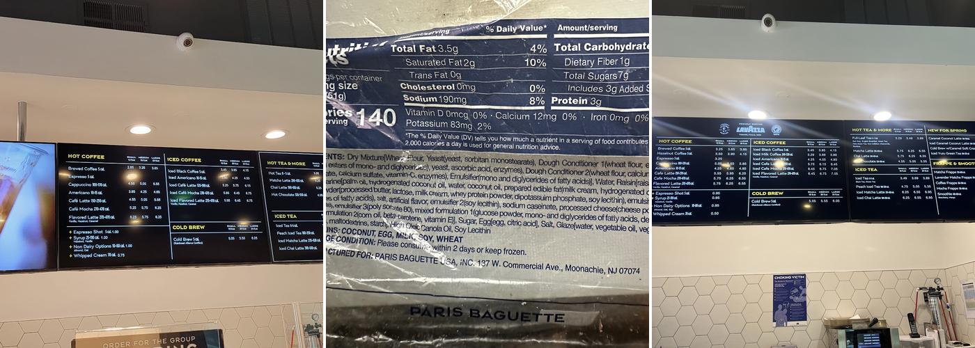 Paris Baguette Menu