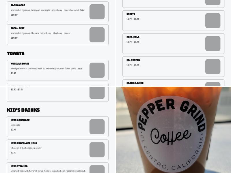 Pepper Grind Coffee Menu