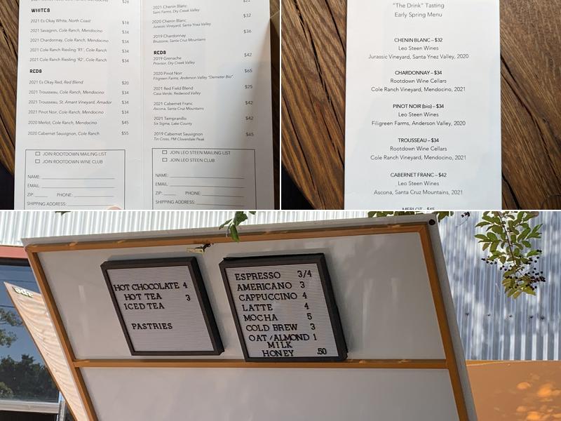 The Drink, Healdsburg Menu