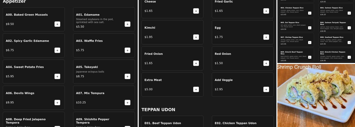 Devil’s kitchen & teppan Menu