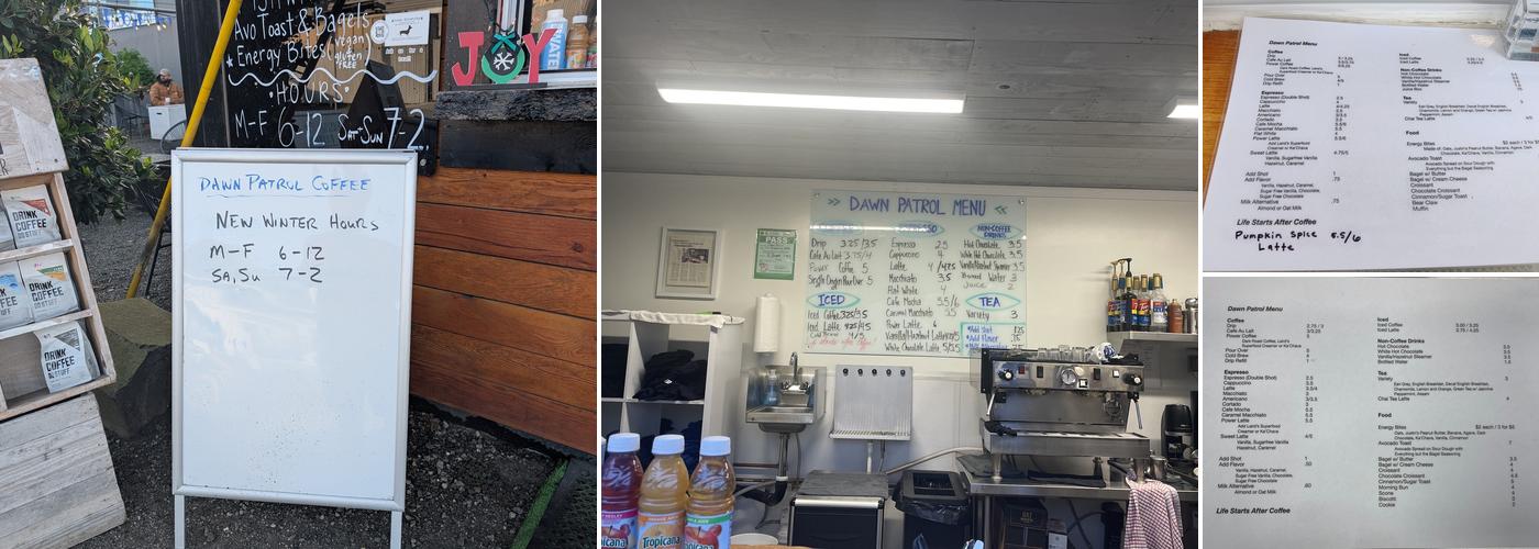 Dawn Patrol Coffee Menu