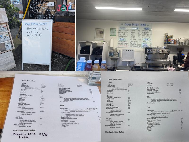 Dawn Patrol Coffee Menu