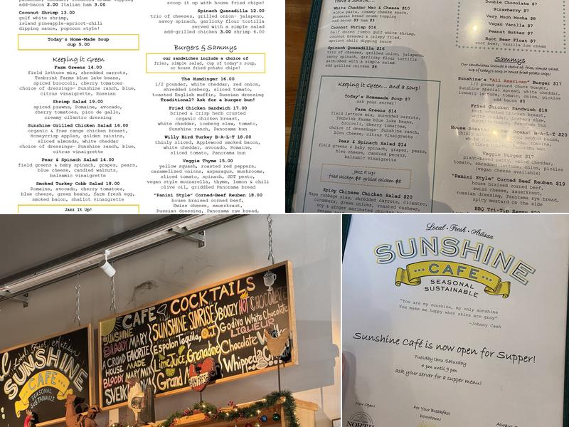 Sunshine Cafe Menu