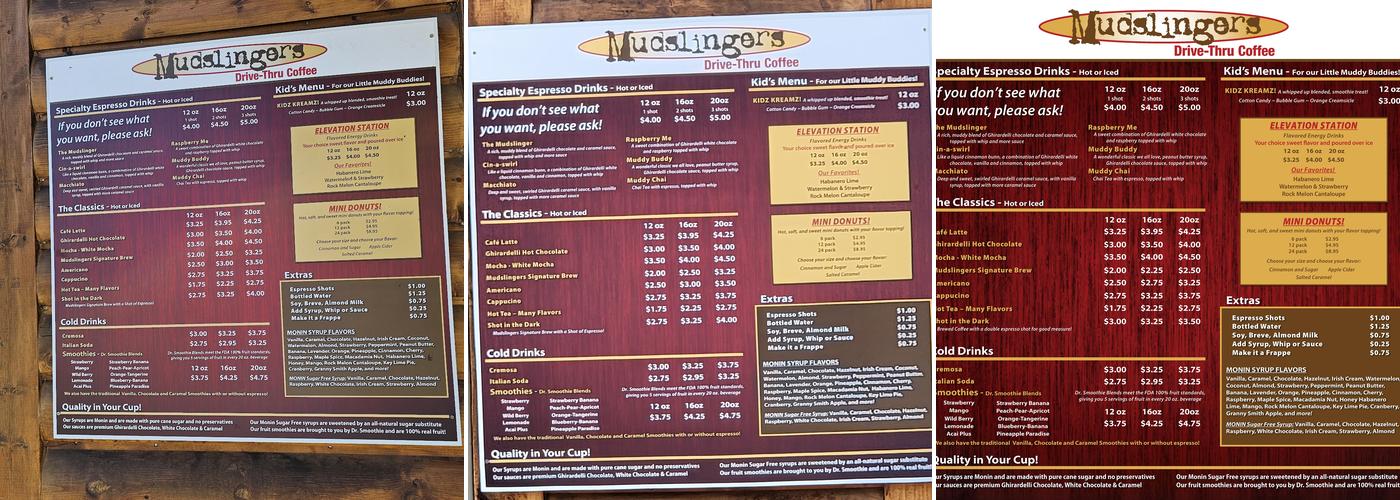 Mudslingers Espresso/Smoke Shop Menu
