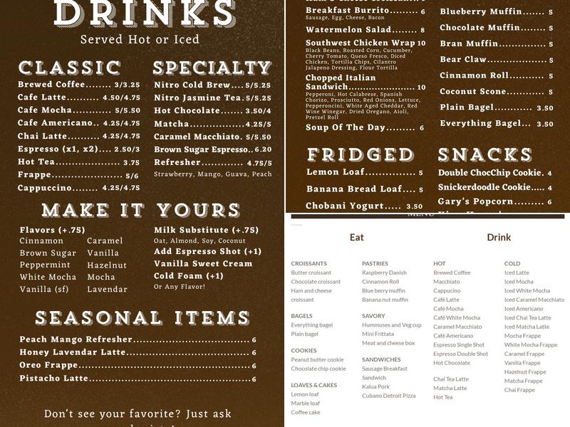 Common Grounds Cafe Menu