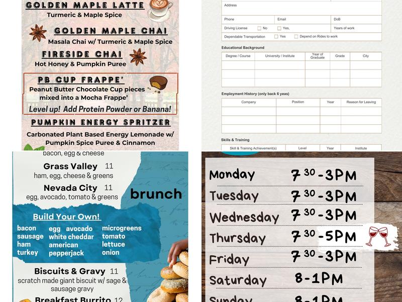 Java DREAM Coffee Roasters Menu