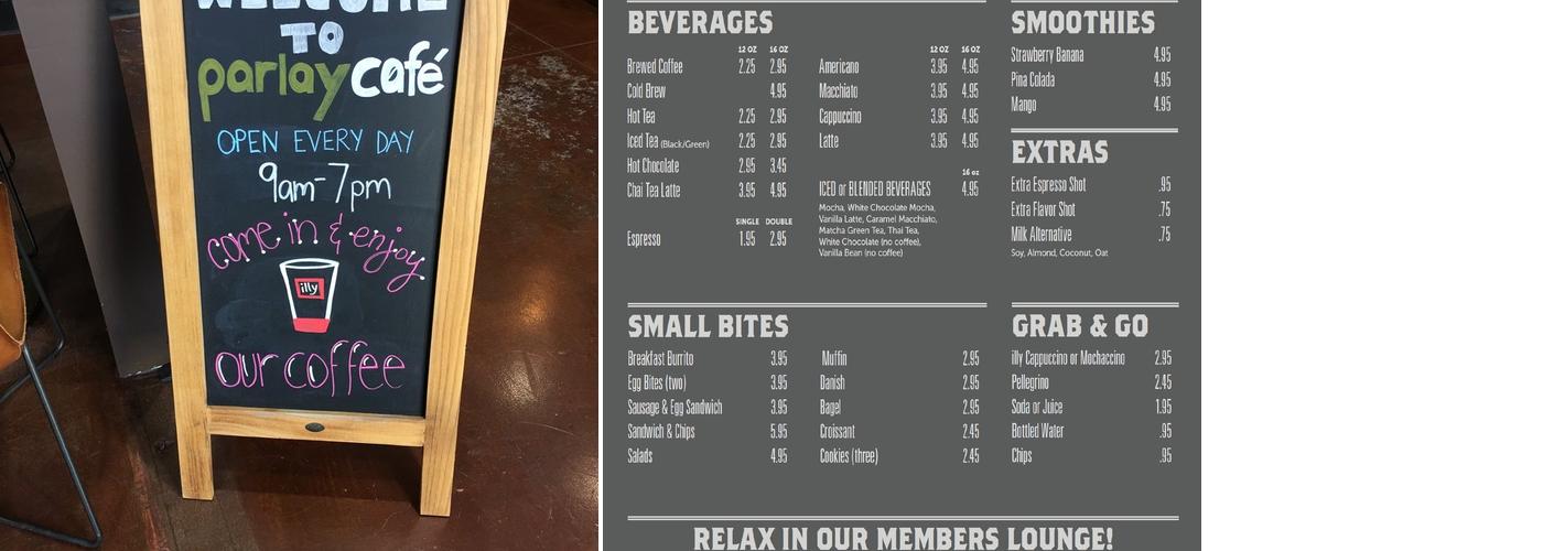 Parlay Cafe Menu