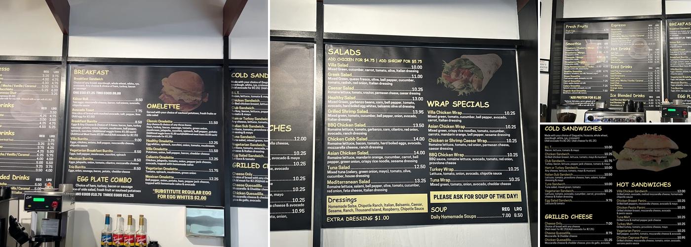 Villa Café Menu