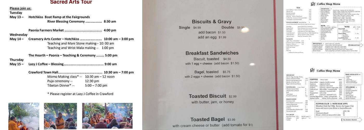 The Lazy J Coffee Shop Menu