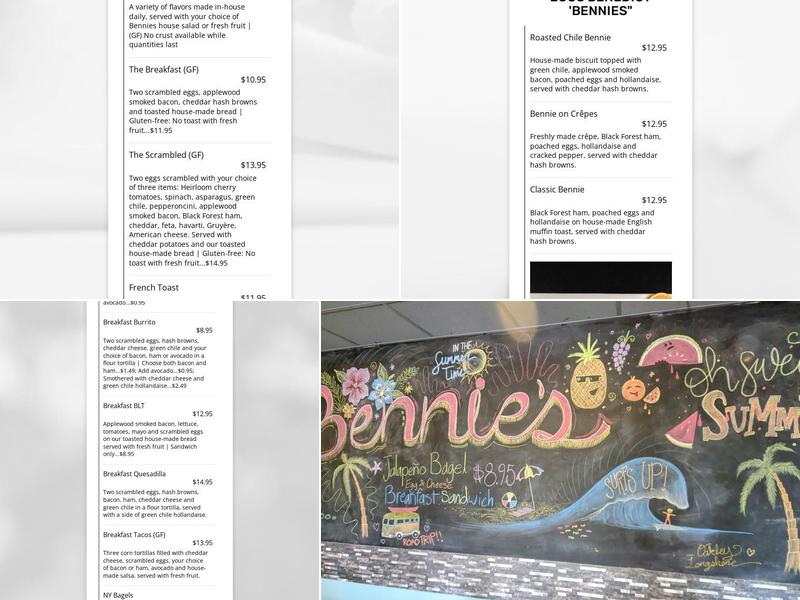 Bennies Menu