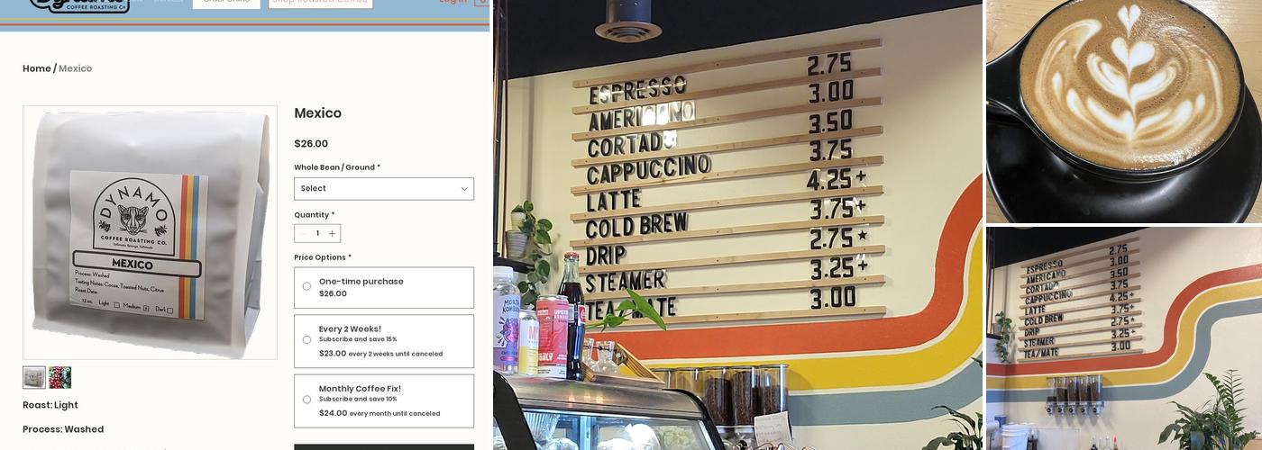 Dynamo Coffee Roasting and Community Menu