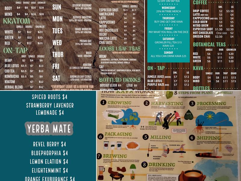Tribe Tea House and Kava Bar Menu