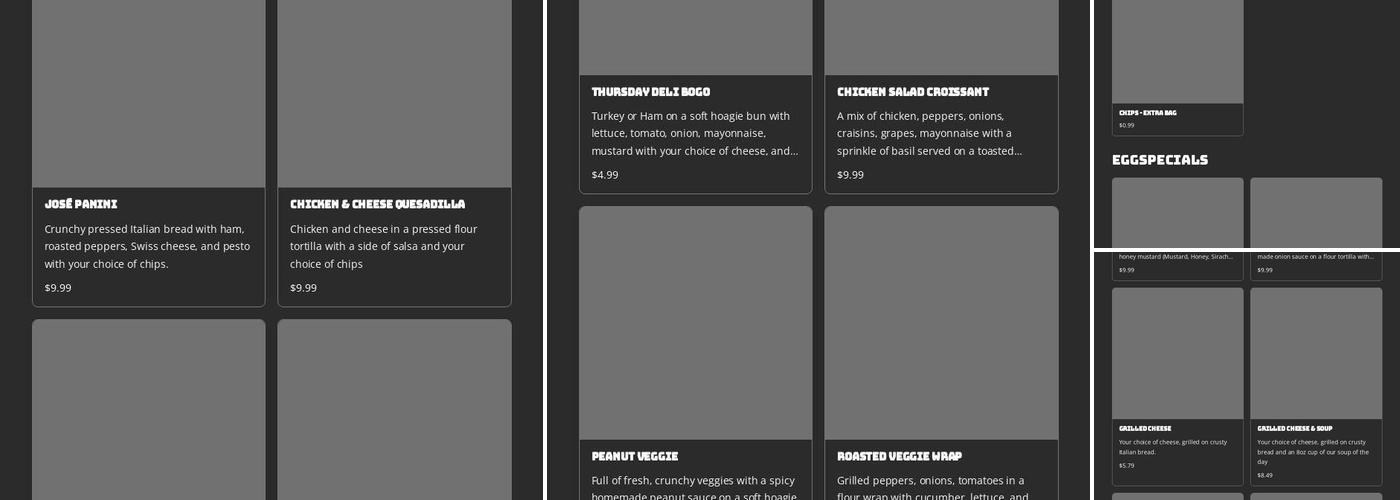 Arts & Eats Café Menu