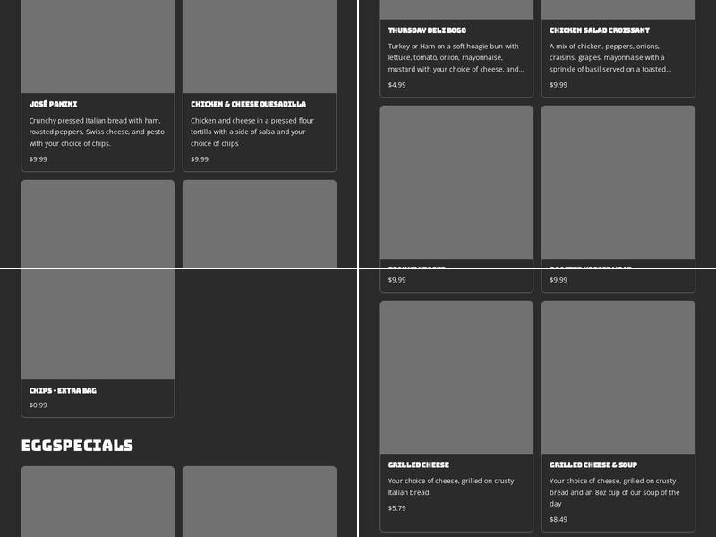 Arts & Eats Café Menu