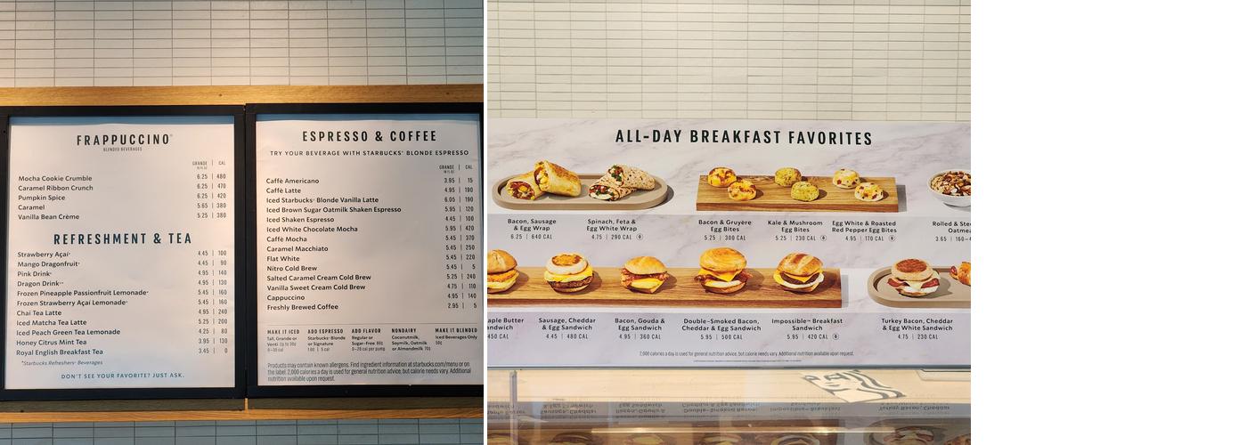 Starbucks Menu