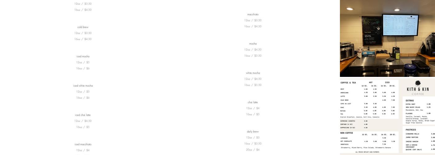Kith & Kin Menu