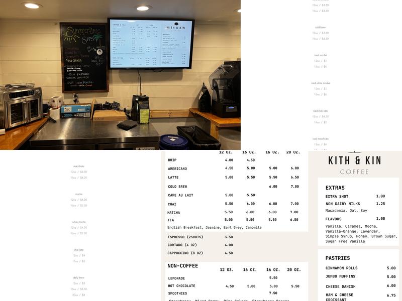 Kith & Kin Menu