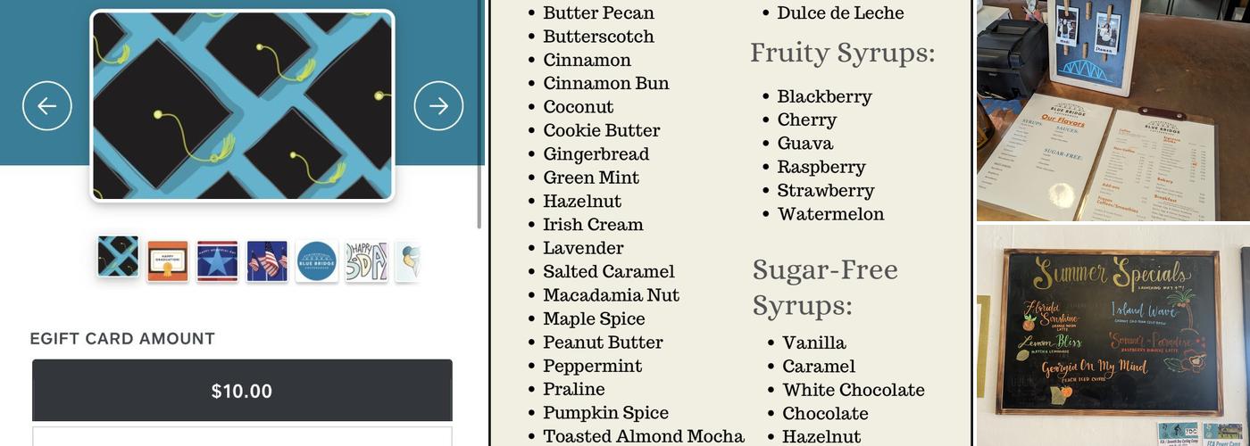 Blue Bridge Coffeehouse Menu