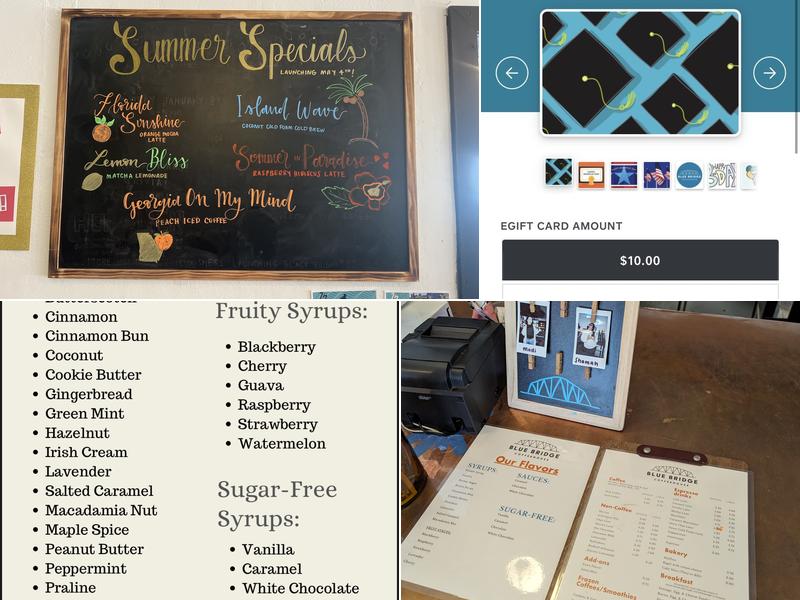 Blue Bridge Coffeehouse Menu