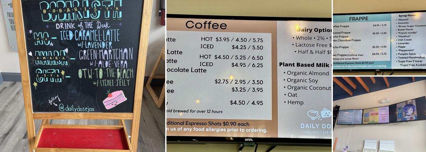 Daily Dose Craft Bar, Inc Menu