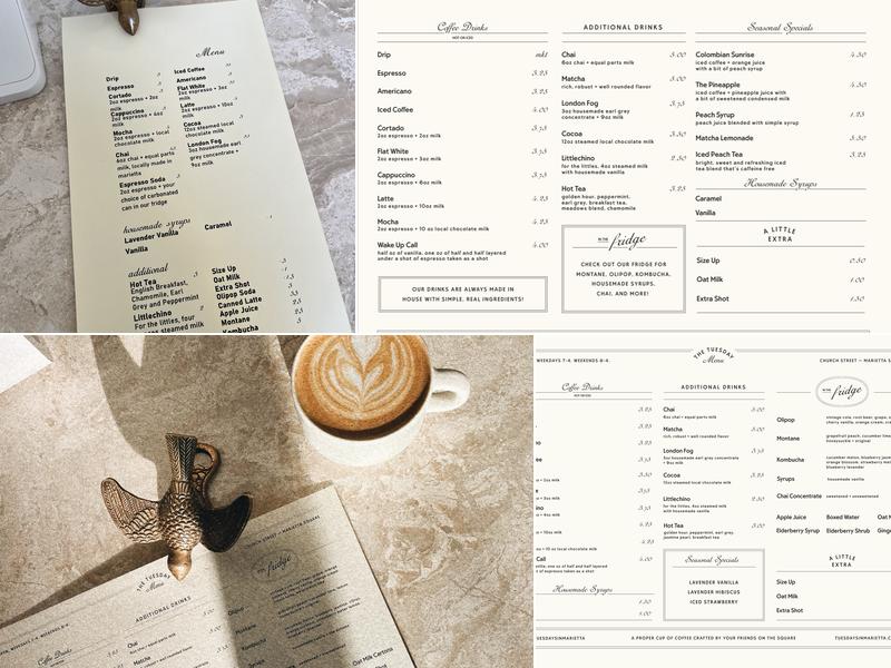 Tuesday Coffee + Shoppe Menu