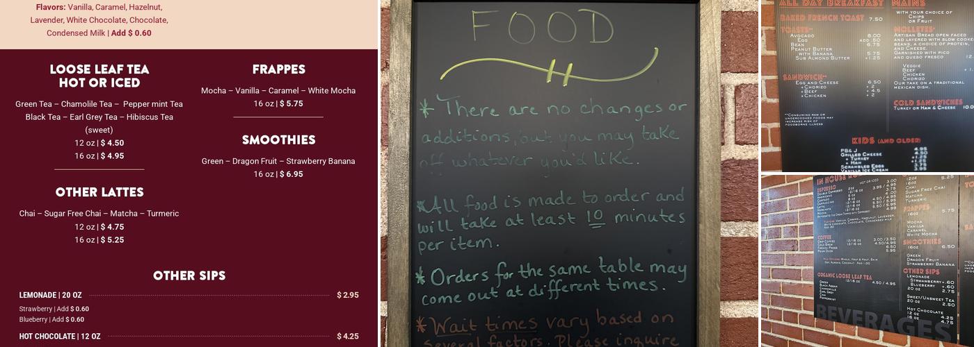 Reyna's Espresso & Sweets Menu