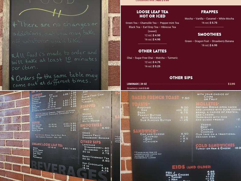 Reyna's Espresso & Sweets Menu