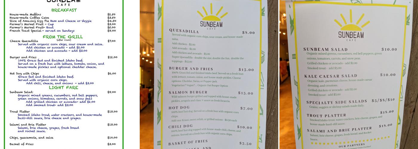 Sunbeam Village Menu