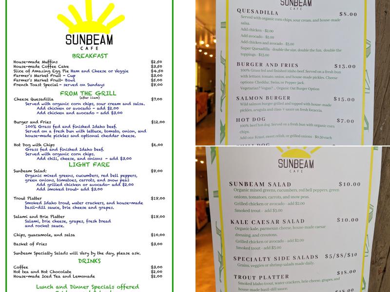 Sunbeam Village Menu