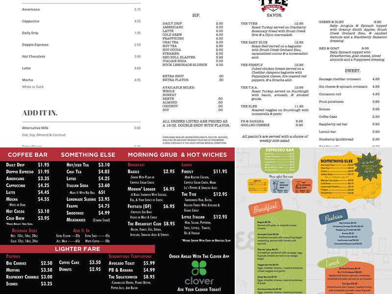 Tyee Coffee + Goods - The River Menu