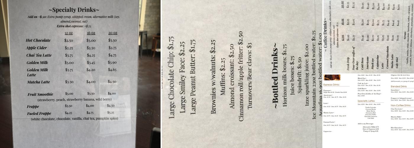 Cornerstone Coffee House Menu