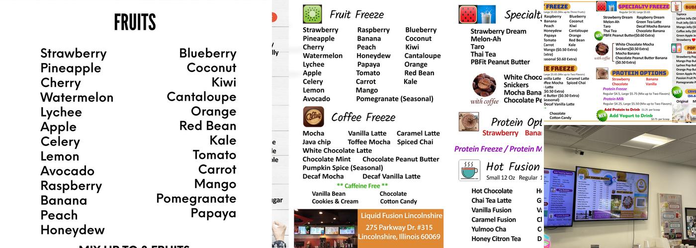 Liquid Fusion Deerfield Menu