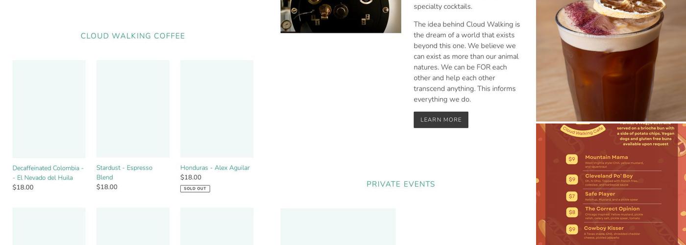 Cloud Walking Cafe & Lounge Menu