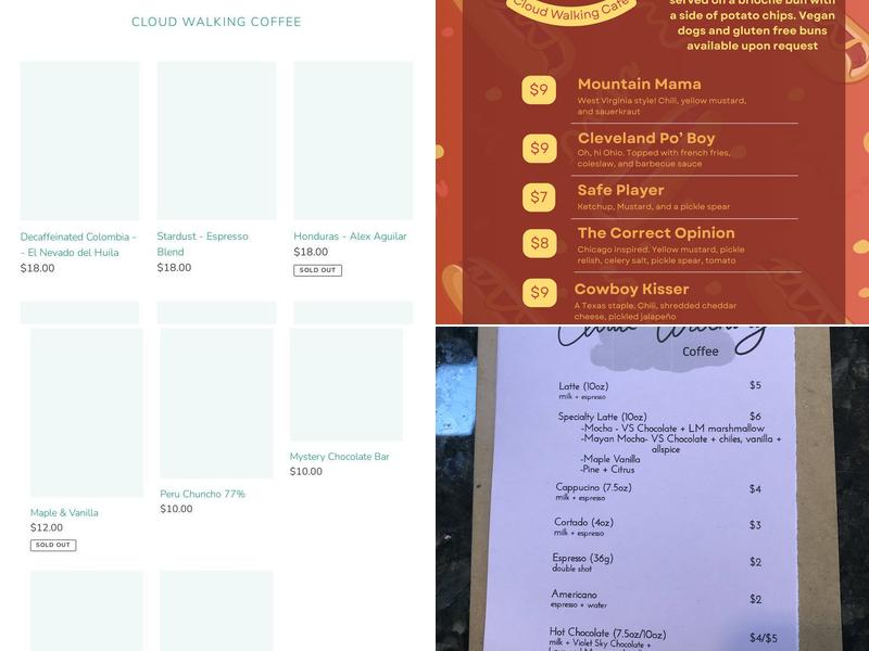 Cloud Walking Cafe & Lounge Menu