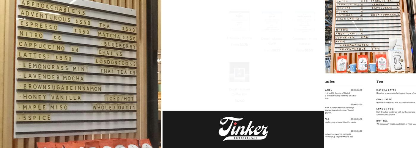 Tinker Coffee at The AMP Menu