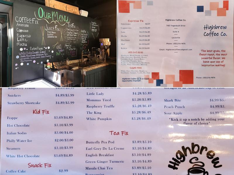 Highbrew Coffee Co Menu
