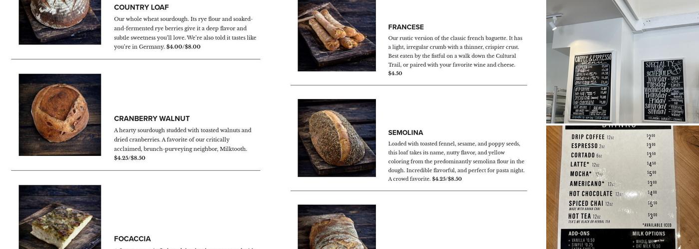 Amelia's Windsor Park Menu