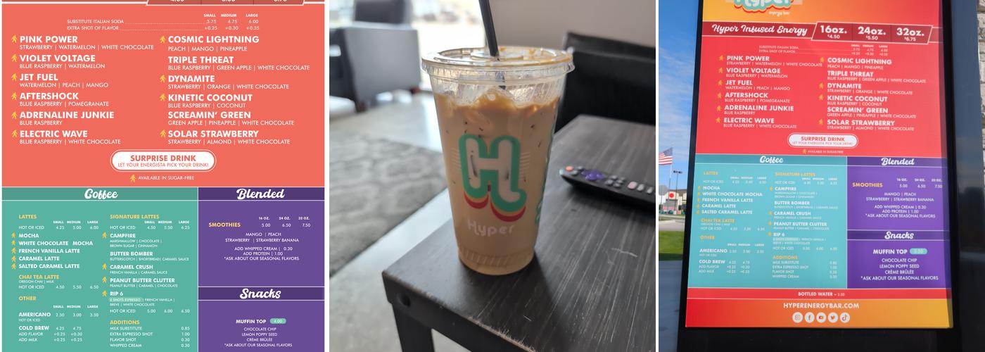 Hyper Energy Bar Waukee Menu