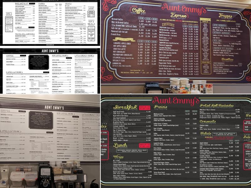 Aunt Emmy’s Cafe Menu