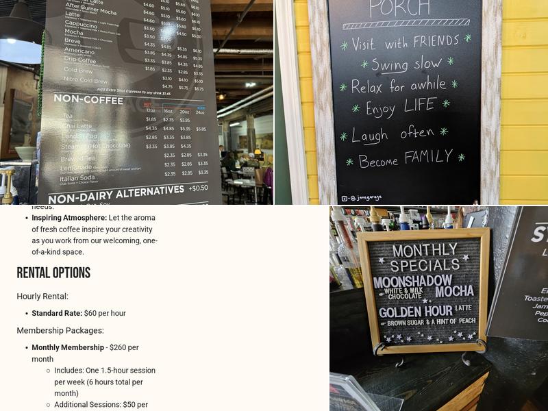 Java Garage LLC Menu