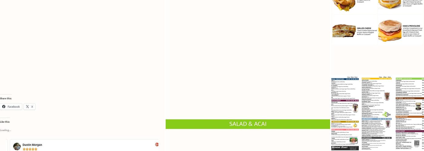 Rind & Grind Smoothie Cafe Menu